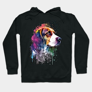 Rainbow Beagle Watercolor Art Hoodie